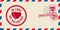 Mail envelope for Valentine s day with Hearts In Love, post stamp. Template vector illustration isolated