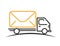 Mail express truck vector. Delivery car with mail icon. Postage illustration of shipping car. Isolated deliver truck in black and