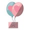 Mail flying balloons with heart love design