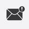 Mail icon with exclamation mark. Mail icon and alert, error, alarm, danger symbol