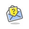 Mail icon with question mark. Mail envelope icon. Bright, colored vector illustration