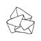 Mail icon, stack closed envelopes, email symbol. Sketch letter