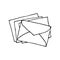 Mail icon, stack closed envelopes, email symbol. Sketch letter