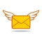 Mail message symbol with wings illlustration