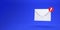 Mail notification one new email message in the inbox concept isolated on blue background with shadow 3D rendering