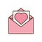 Mail paper heart envelope pink icon