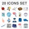 Mail and postman cartoon icons in set collection