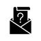 Mail question black glyph icon