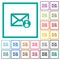 Mail sender flat color icons with quadrant frames