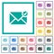 Mail sent flat color icons with quadrant frames