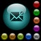 Mail sent icons in color illuminated glass buttons