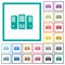 Mail server flat color icons with quadrant frames