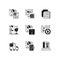 Mail services black linear icons set