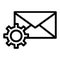 Mail settings line icon. Envelope and cog wheel vector illustration isolated on white. Email configuration outline style