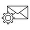 Mail settings thin line icon. Envelope and cog wheel vector illustration isolated on white. Email configuration outline