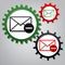 Mail sign illustration with remove mark. Vector. Three connected