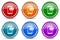 Mail silver metallic glossy icons, set of modern design buttons for web, internet and mobile applications in 6 colors options