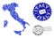 Mail Traffic Composition of Mosaic Map of Italy and Textured Seals