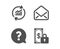 Mail, Update data and Question mark icons. Private payment sign. E-mail, Sales statistics, Help support. Vector