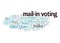 Mail-in voting word cloud concept on white background