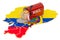 Mailbox on the Ecuadorian map. Shipping in Ecuador, concept. 3D rendering