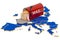 Mailbox on the European Union map. Delivery in the EU, concept. 3D rendering