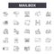 Mailbox line icons, signs, vector set, outline illustration concept