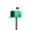 Mailbox with a raised flag