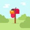 Mailbox vector illustration, post office box on nature