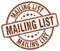 Mailing list brown grunge round vintage stamp