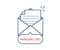 Mailing List vector icon. Opened envelope with paper coming out
