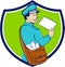 Mailman Deliver Letter Crest Cartoon