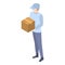 Mailman delivery box icon, isometric style