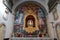 Main altar with mural and image of the Virgin of Candelaria in the Basilica of Candelaria in Tenerife. Spain