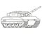 Main battle tank in line art. German military vehicle Leopard 2