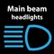 Main beam headlights icon, illustration dtc code obd error dasboard sign