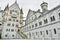 The main building and courtyard of Schloss Neuschwanstein castle in Germany