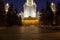 The Main building of Lomonosov Moscow State University on Sparrow Hills autumn evening. It is the highest-ranking Russian