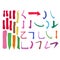 Main Chinese hieroglyphs calligraphy graphic symbol colored element frame set VERTICAL LINE and HOOK