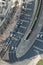 Main City Road with Cars in Dubai. Viewed from Burj Khalifa