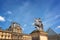 Main courtyard of the palace of the Louvre palace with an equestrian statue of king Louis XIV in Paris France