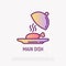 Main dish in restaurant thin line icon. Modern vector illustration