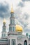Main dome of the Moscow Cathedral mosque, modern Muslim architectural landmark of Eastern architecture Moscow, Russia