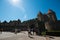 The main entrance of the citadel of carcassonne, france, with so