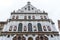 Main entrance door of Saint Michael Christ Church at day time in Munich, Germany