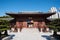 Main entrance gate at Chi Lin Nunnery in Kowloon, Hong Kong