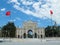 Main entrance gate of Istanbul University on Beyazit Square with Turkish flags. Beyazit Square, Fatih, Istanbul, Turkey