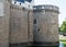 Main entrance to Nantes castle. Pond around the walls. France