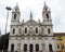 Main facade of Estrela basilica in Lisbon, Portugal