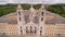 Main facade of the royal palace in Marfa, Portugal, May 10, 2017. Aerial view.